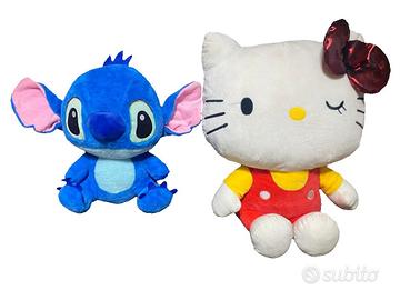 Lotto 2 Peluche Stitch Disney + Hello Kitty