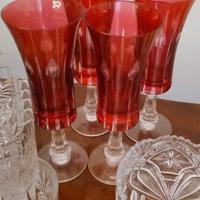 Flute in cristallo di Boemia rosso vintage 