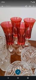 Flute in cristallo di Boemia rosso vintage 