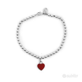 Bracciale Tiffany AG 925 con ciondolo cuore rosso