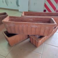 lotto 4 vasi rettangolari in terracotta 