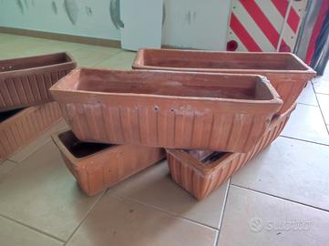 lotto 4 vasi rettangolari in terracotta 
