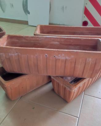 lotto 4 vasi rettangolari in terracotta 