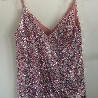 Canotta rosa donna paillettes