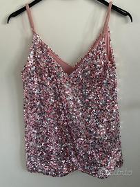 Canotta rosa donna paillettes