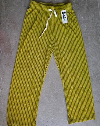 Pantaloni donna righe pistacchio e nero