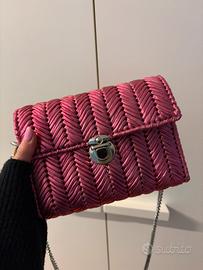 Pochette rosa metalizzato fatta a mano