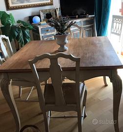 Tavolo allungabile stile shabby chic + 6 sedie