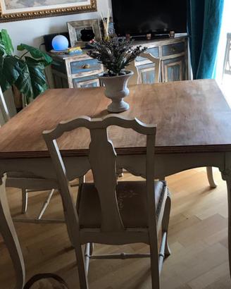 Tavolo allungabile stile shabby chic + 6 sedie