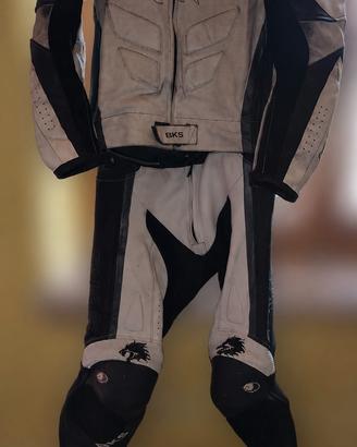 tuta moto 2 pezzi bks silverstone + stivali