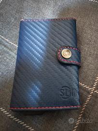 Slim Italia portafoglio vera pelle carbon blu