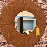 specchio rotondo in midollino