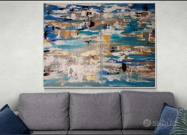 Quadro grande astratto dipinto su tela 140 cm