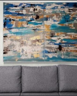 Quadro grande astratto dipinto su tela 140 cm