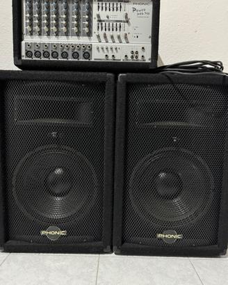 Impianto audio mixer 2 casse + monitor