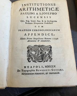 Libro antico institutiones arithmeticae