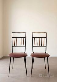 coppia sedie vintage anni'50 ferro, legno e similp