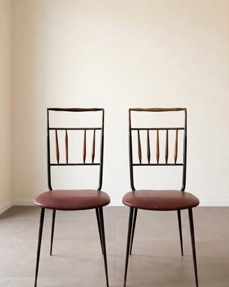 coppia sedie vintage anni'50 ferro, legno e similp