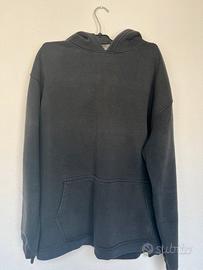 Felpa hoodie grigia oversize basic streetwear M