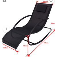 Lettino sdraio Prendisole con Cuscino Nero in Text