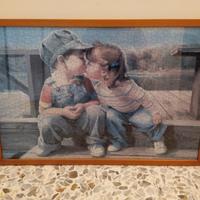 Quadro Puzzle 1000pz. Bambini con cornice e vetro