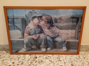 Quadro Puzzle 1000pz. Bambini con cornice e vetro