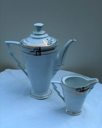 Caffettiera e lattiera Art Deco porcellana Bavaria