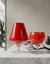 Coppia Calici Rossi Vintage Modernariato Space age