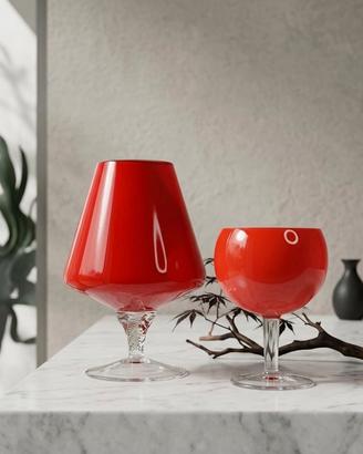 Coppia Calici Rossi Vintage Modernariato Space age