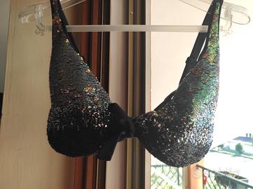 Top Bikini triangolo nero con paillet taglia 5 