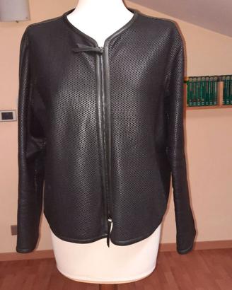 giacca in pelle nera