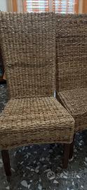4 sedie in raffia