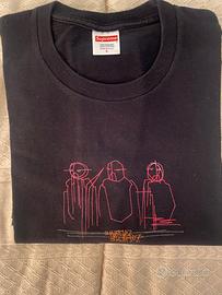 T shirt Supreme nera con disegno colorato
