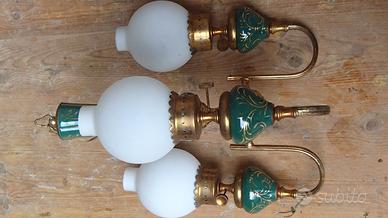 Lampadario antico verde e oro