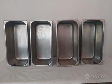 4 Contenitori Rettangolari in Acciaio Inox
