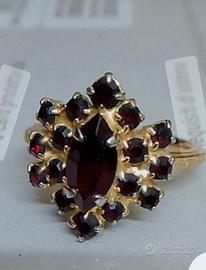 anello a grappolo di granata vintage 