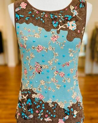 Top iBlues (Max Mara) vintage con perline e strass