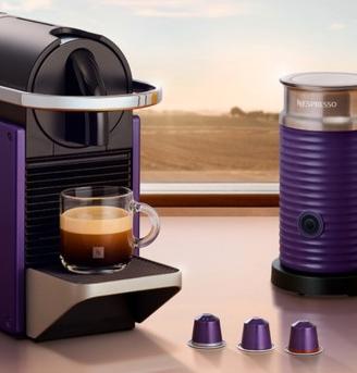 macchina nespresso pixie+aeroccino 3 purple viola