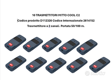 10 Telecomandi per cancello MITTO COOL C2