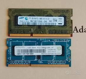 Samsung RAM DDR3 2GB+altra da 1gb per PC notebook.