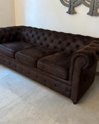 Chesterfield - Divano 3 posti in pelle scamosciata