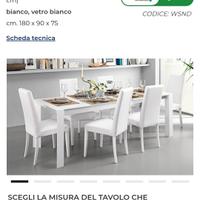 Tavolo allungabile (max 260 cm)

