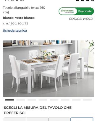 Tavolo allungabile (max 260 cm)

