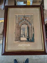 Litografia Haghe 1840 St. Jacques Liège mogano