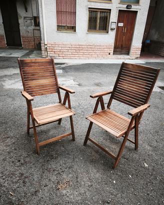 Coppia di sedie da giardino in legno , pieghevoli 