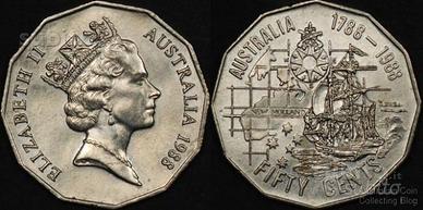 Moneta bicentenario 1788-1988 Australia Elisabeth