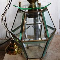 lampadario  lanterna esagonale cristallo  ottone