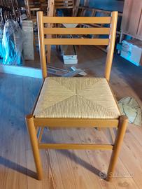 Sedie da cucina in legno e paglia 