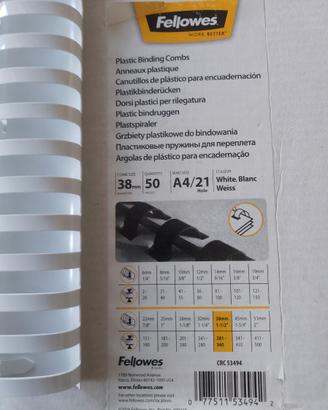 DORSI PLASTICA PER RILEGATURA Cm.3,8