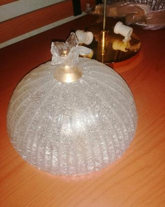 Plafoniera cupola in vetro e ottone